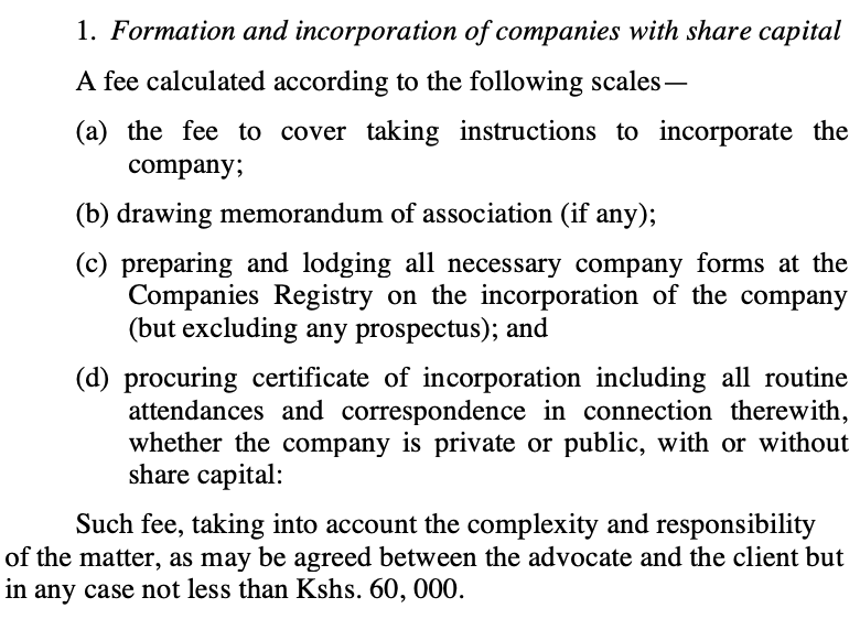 Screenshot of the Advocates Remunerations Act provisions on formation of new businesses.